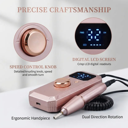 Rose Gold Professional Nail Drill Machine – 32 Speed Electric Manicure & Pedicure Kit