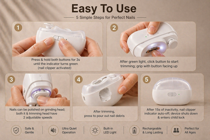Electric Nail Clipper with LED Light – Safe, Quiet & Rechargeable Trimmer for All Ages