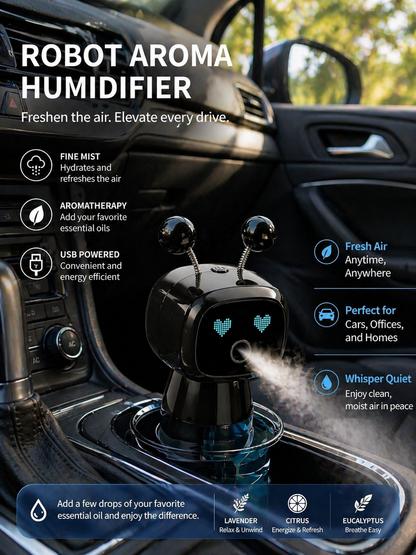 Smart Car Air Freshener AI Rechargeable Car Aroma Diffuser Smart Eyes 4 Levels of Adjustable Intelligent Car Diffuser Gift