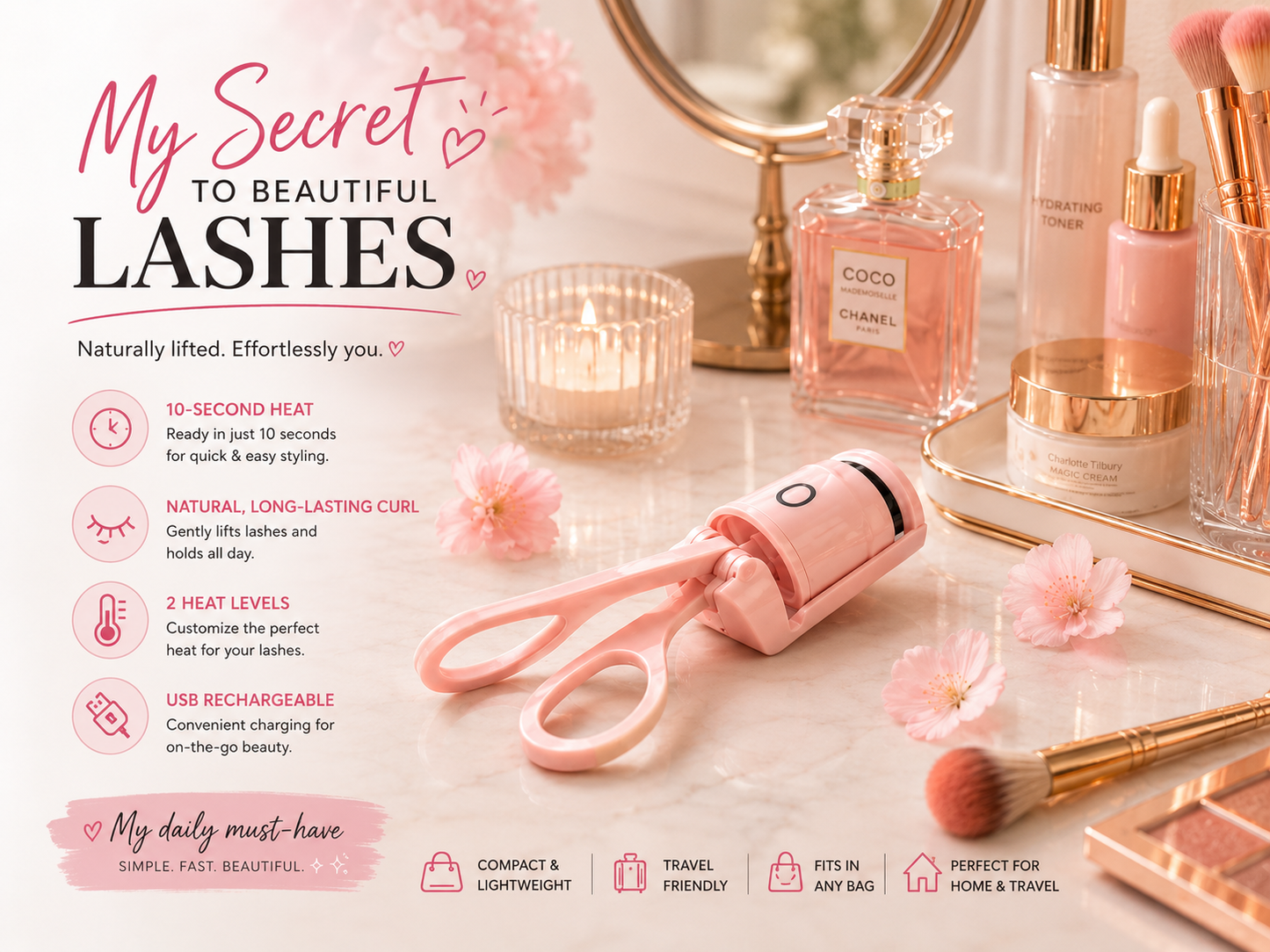 Belleza Lift  Heated Eyelash Curler – USB Rechargeable & Long-Lasting Curl